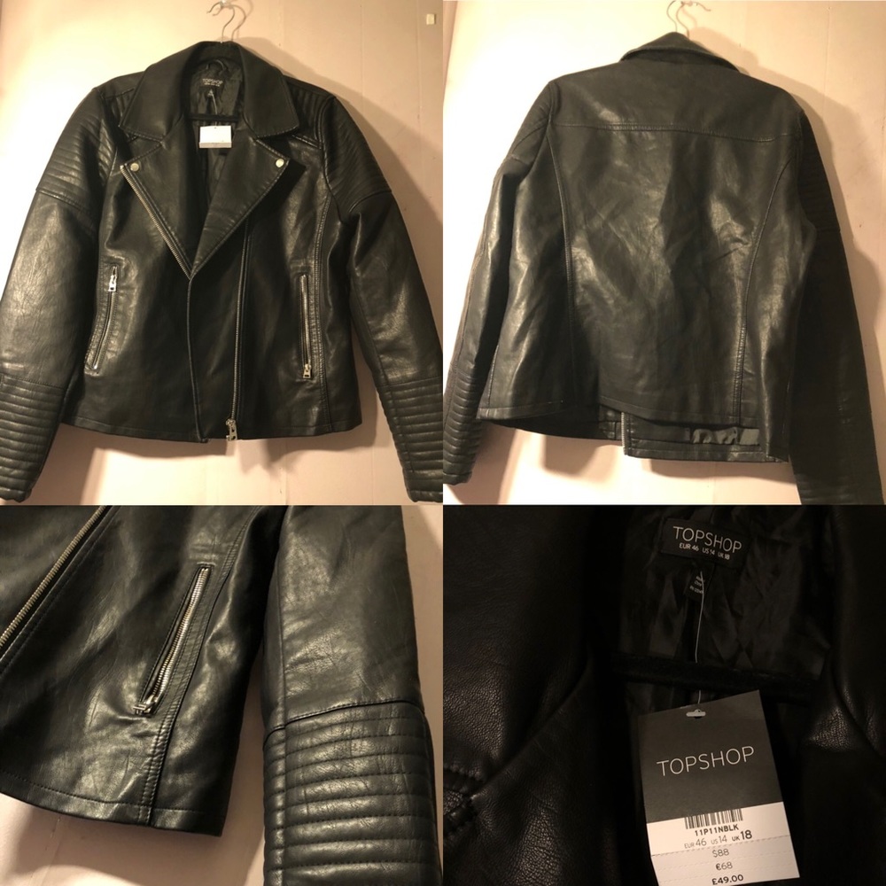 Top shop leather jacket biker motorcycle